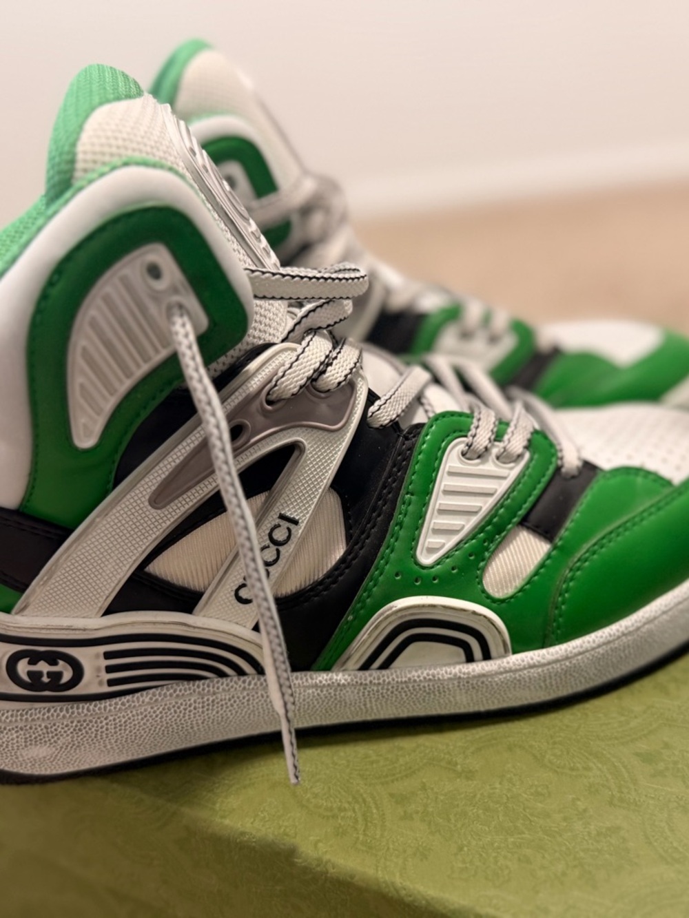 Gucci Green, White & Black High-Top Sneakers